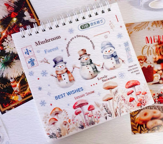 Winter Snowman Mushroom Die‑Cut PET Tape