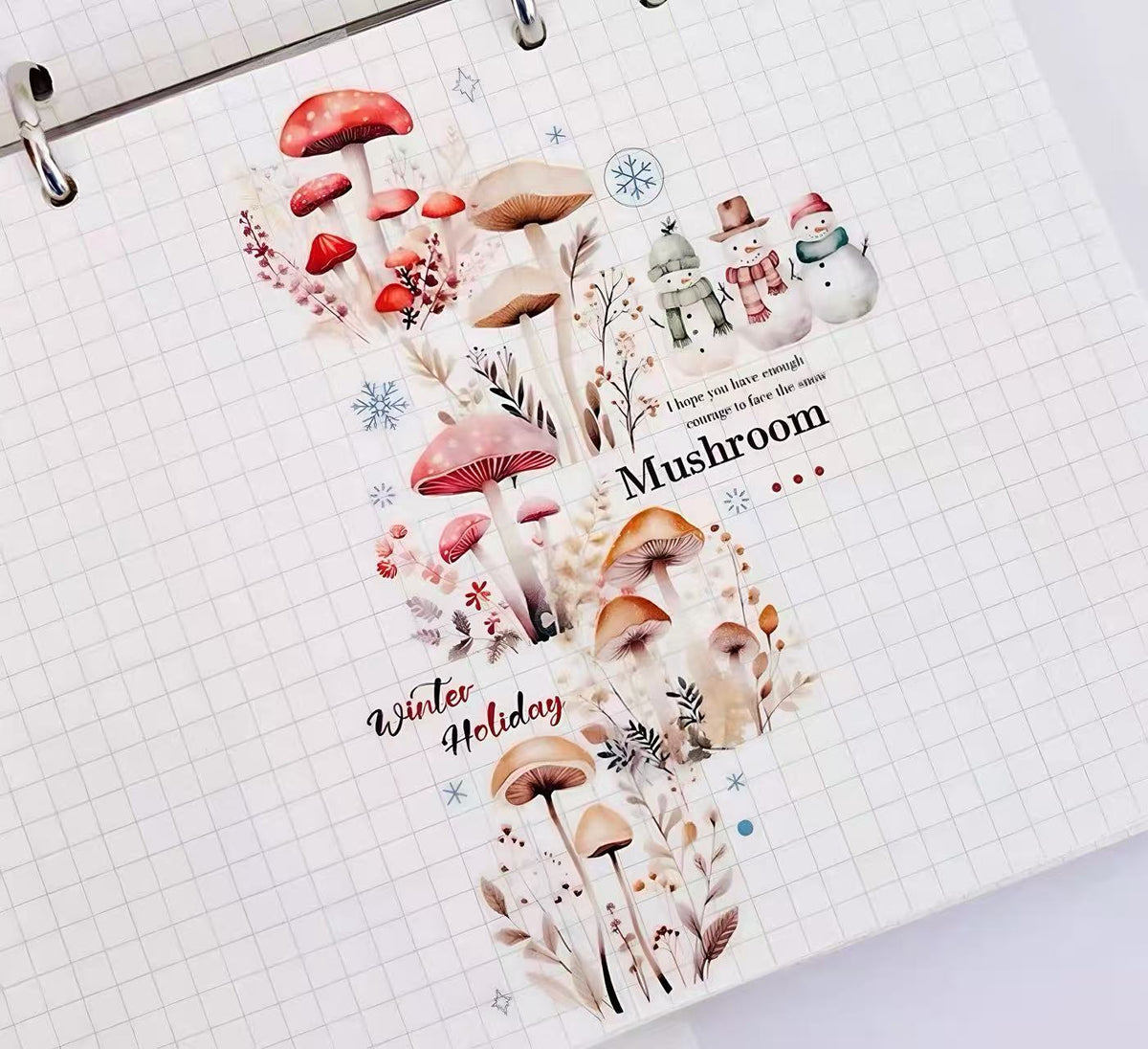 Winter Snowman Mushroom Die‑Cut PET Tape