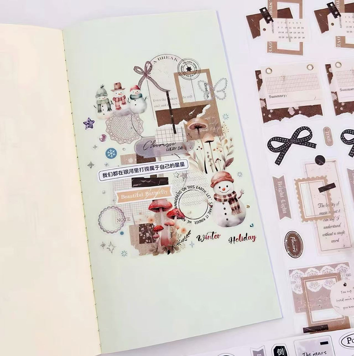 Winter Snowman Mushroom Die‑Cut PET Tape