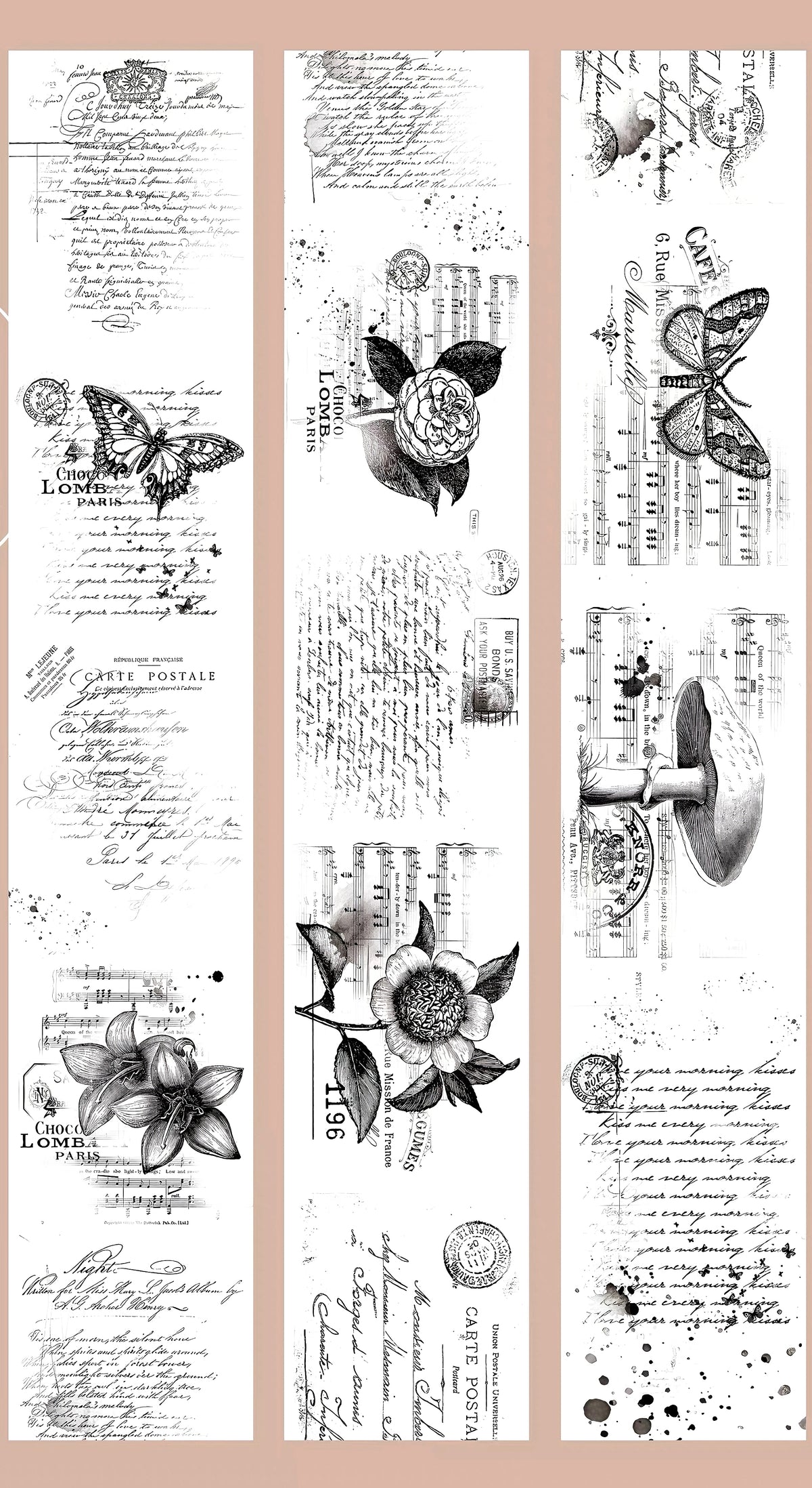 Vintage Butterfly Sheet Music PET Tape