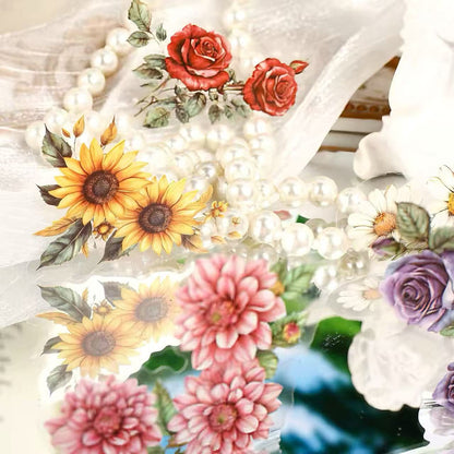 Multicolor Botanical Flower Die‑Cut PET Sticker