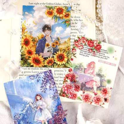 Multicolor Botanical Flower Die‑Cut PET Sticker