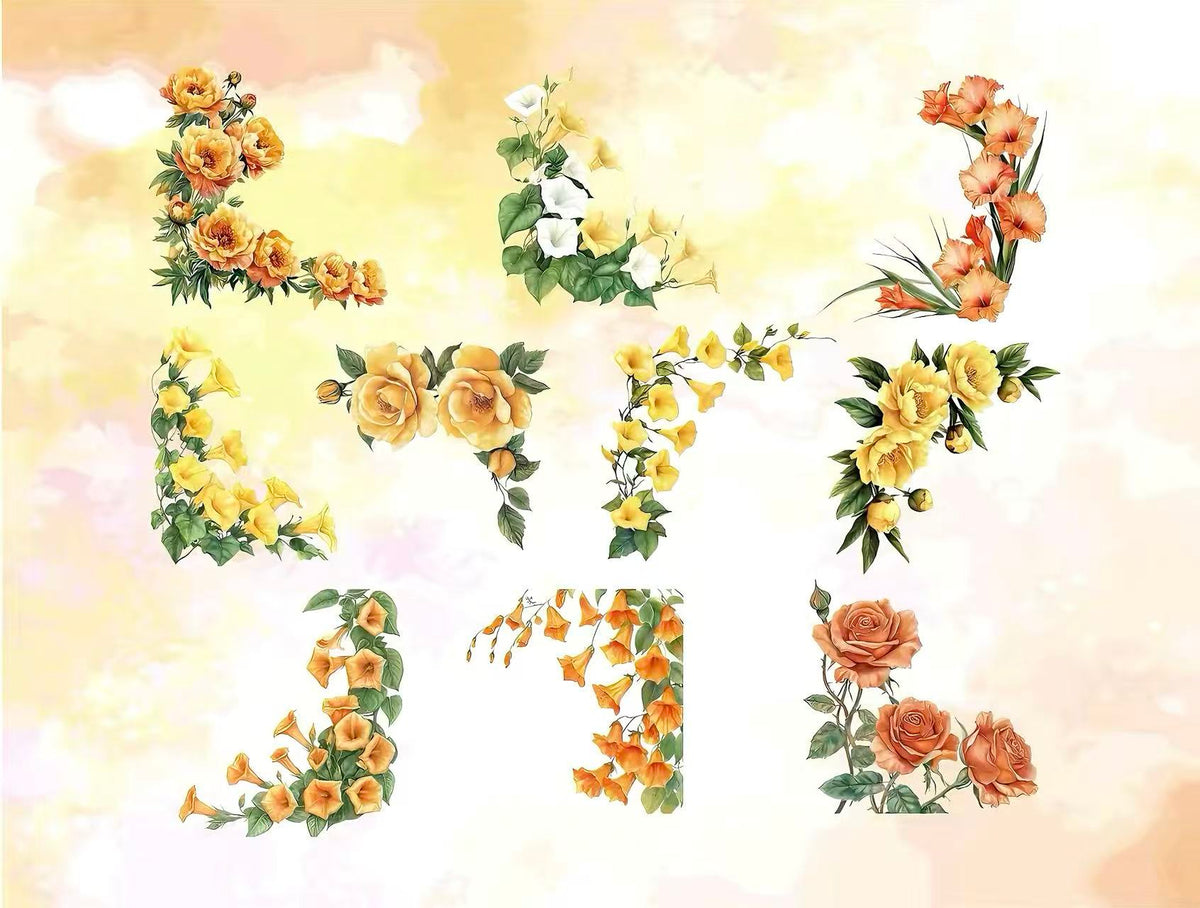 Multicolor Botanical Flower Die‑Cut PET Sticker