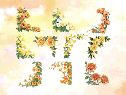 Multicolor Botanical Flower Die‑Cut PET Sticker