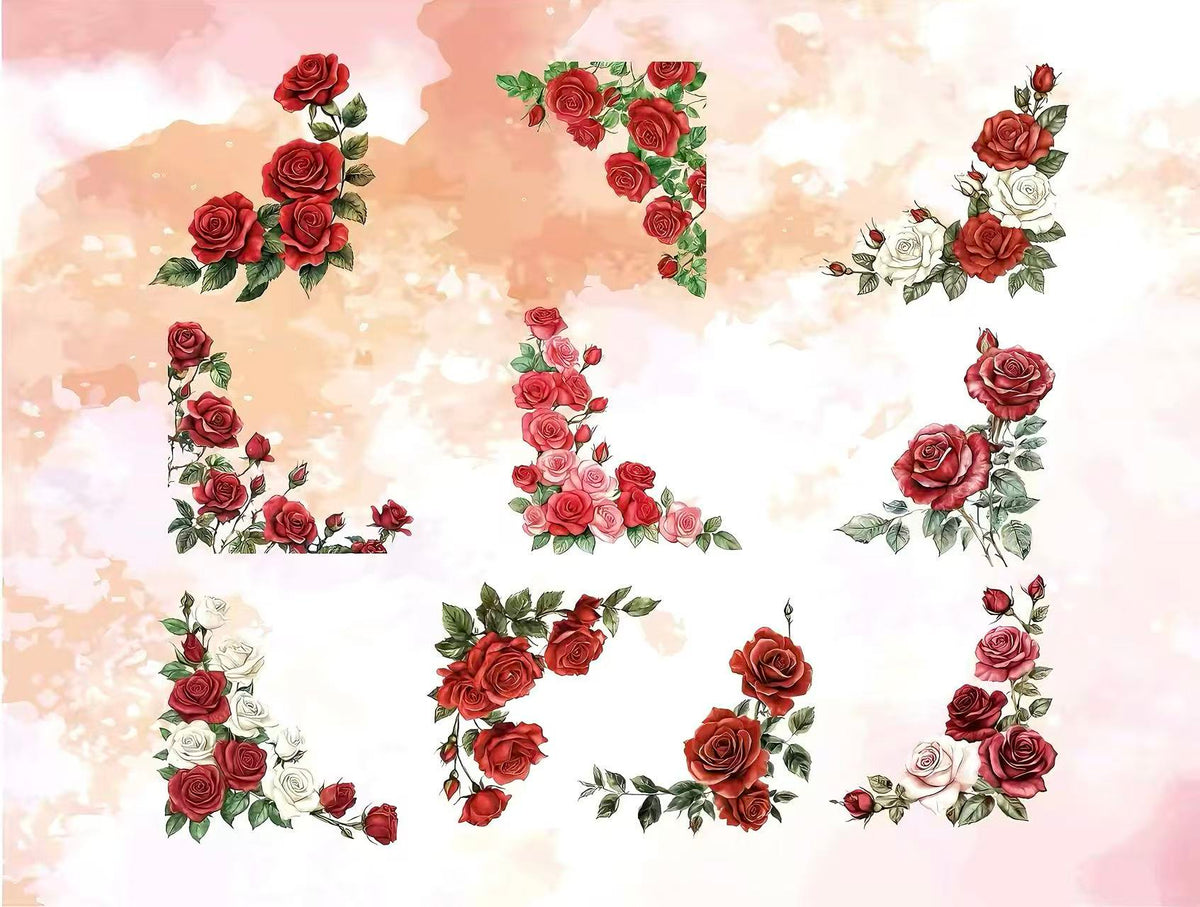 Multicolor Botanical Flower Die‑Cut PET Sticker