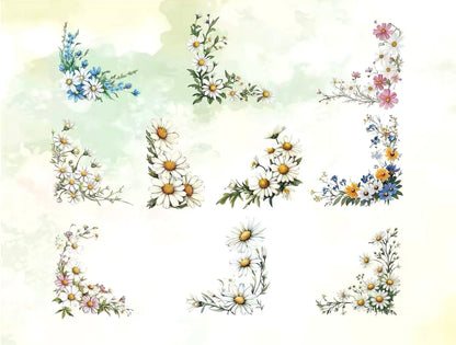 Multicolor Botanical Flower Die‑Cut PET Sticker