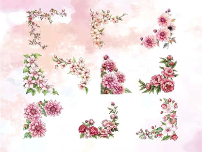 Multicolor Botanical Flower Die‑Cut PET Sticker