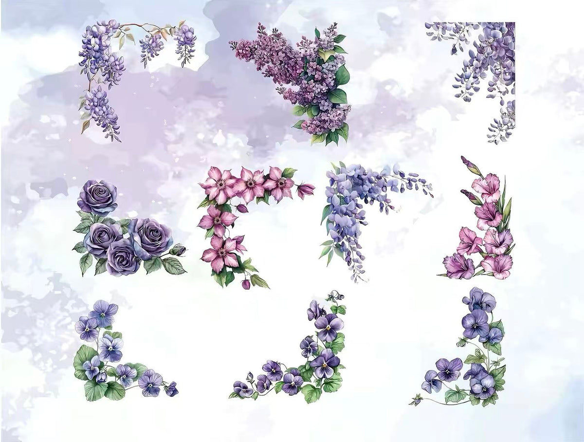 Multicolor Botanical Flower Die‑Cut PET Sticker