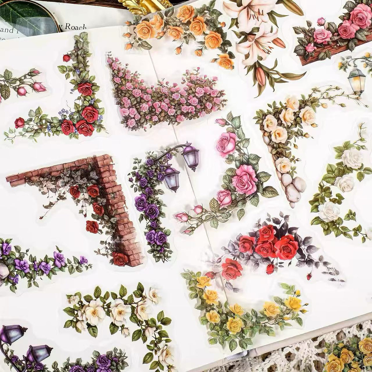 Fairy Tale Floral Border Die‑Cut PET Sticker