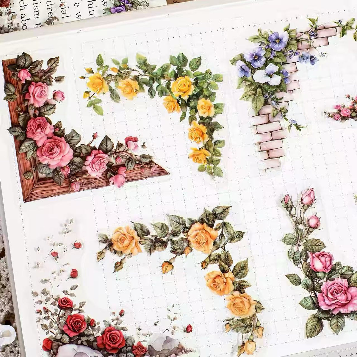 Fairy Tale Floral Border Die‑Cut PET Sticker