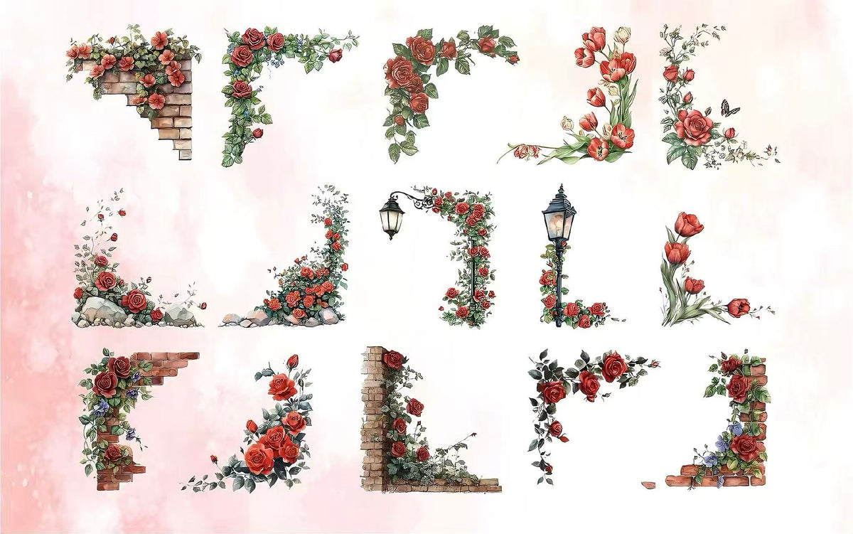 Fairy Tale Floral Border Die‑Cut PET Sticker