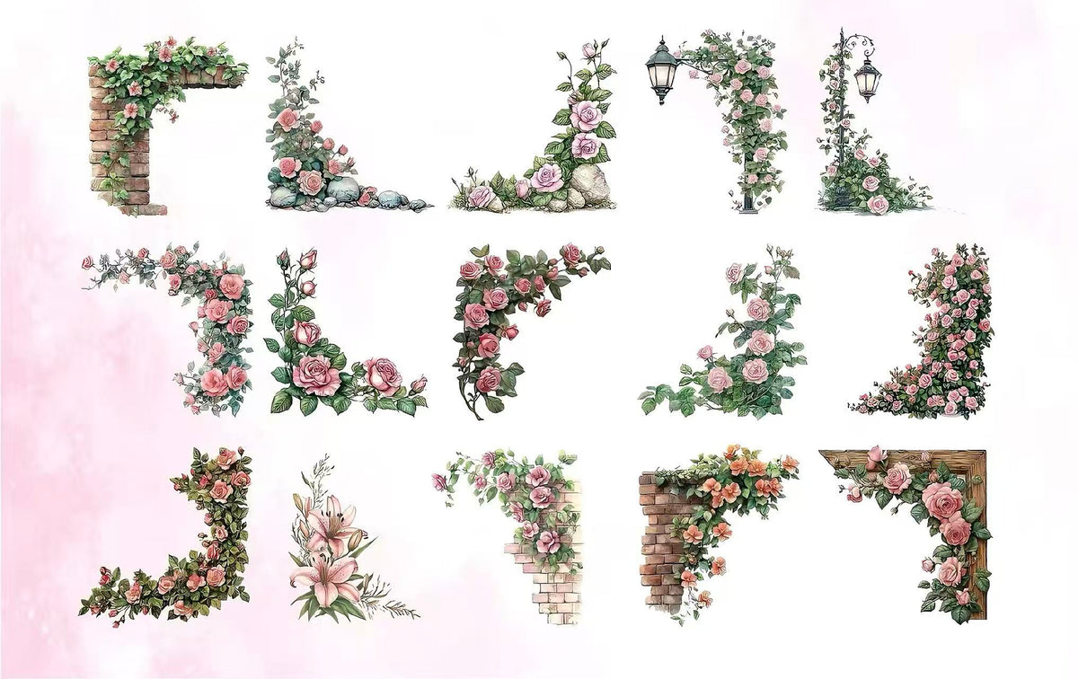 Fairy Tale Floral Border Die‑Cut PET Sticker