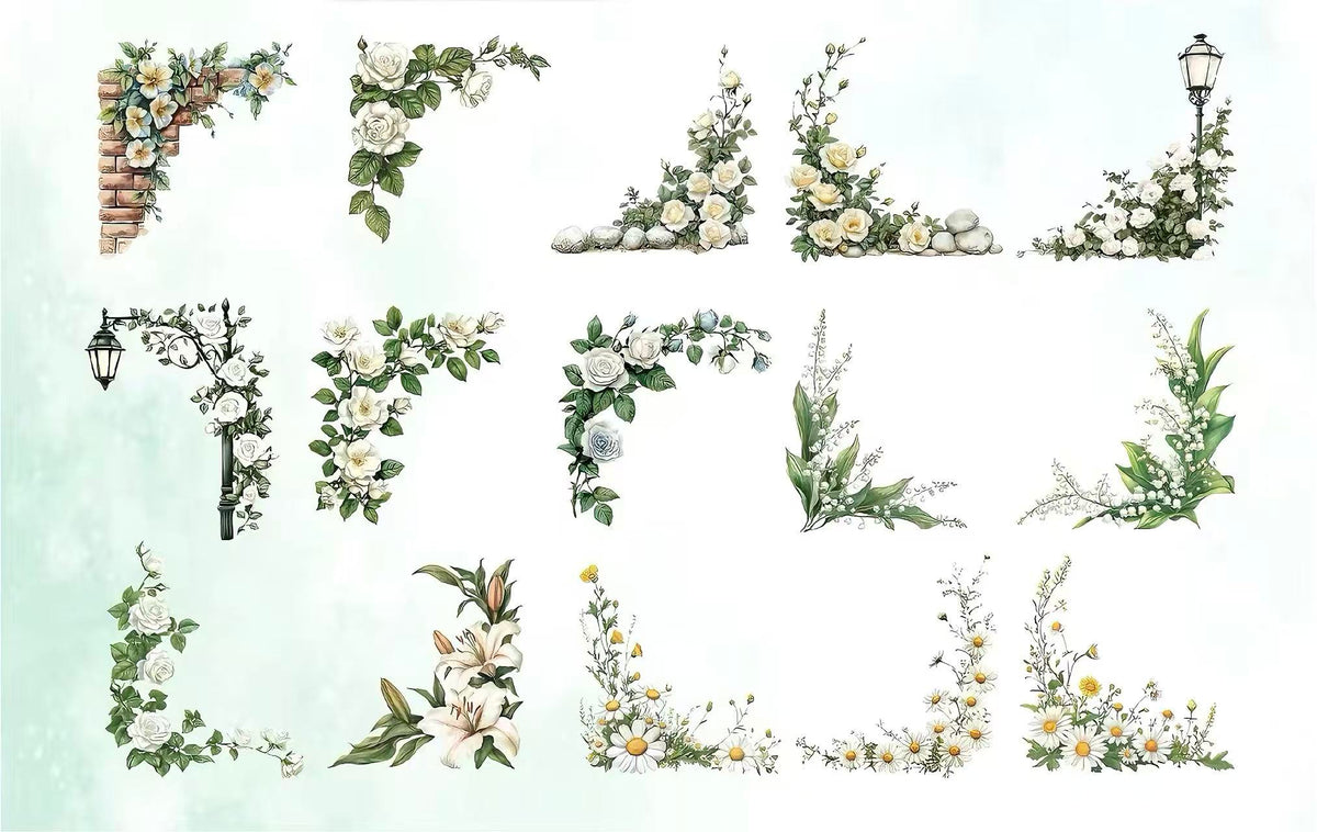 Fairy Tale Floral Border Die‑Cut PET Sticker