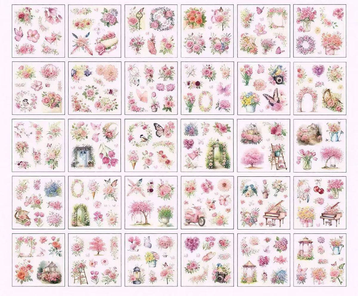 Floral & Butterfly PET Journal Sticker