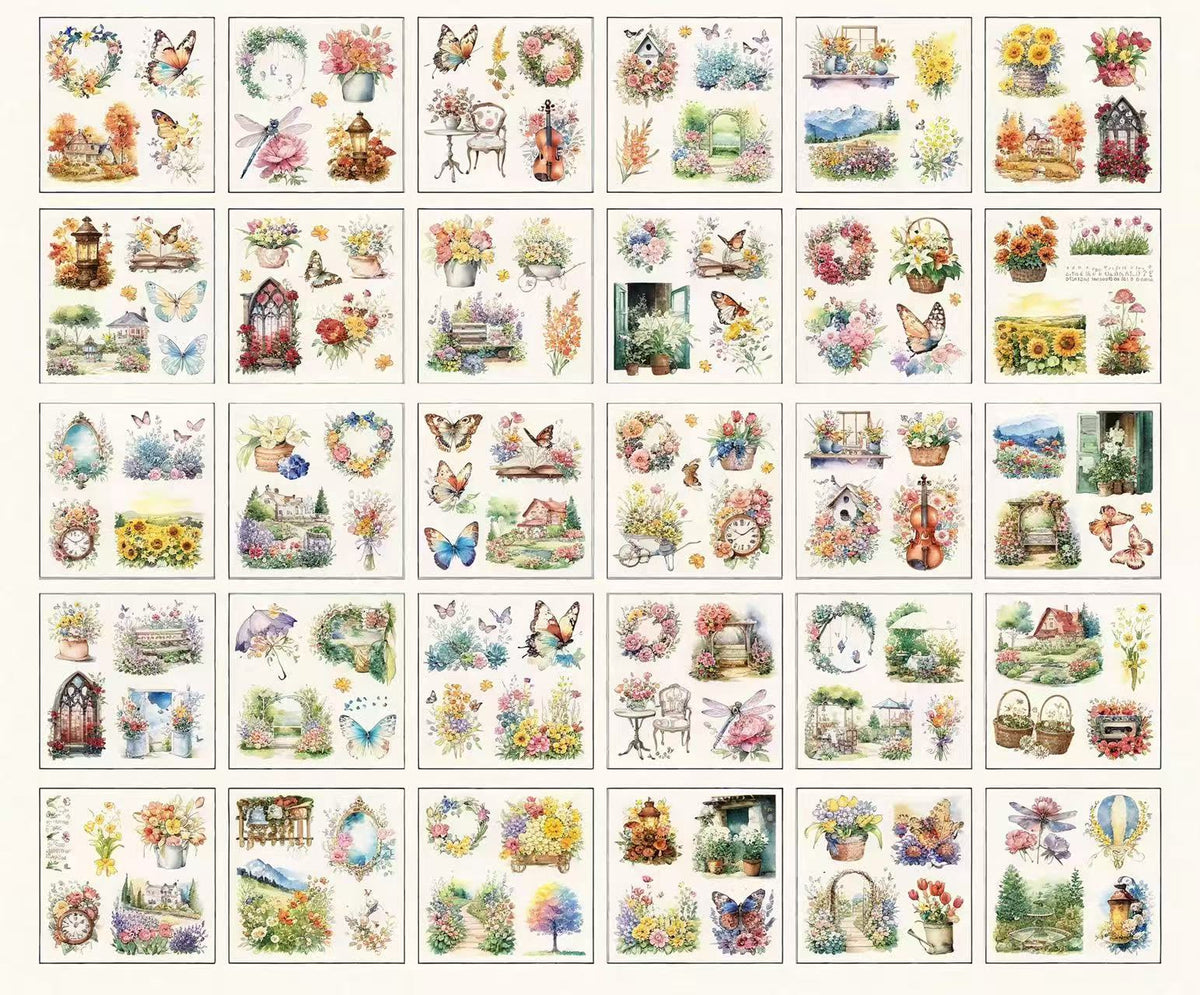 Floral & Butterfly PET Journal Sticker
