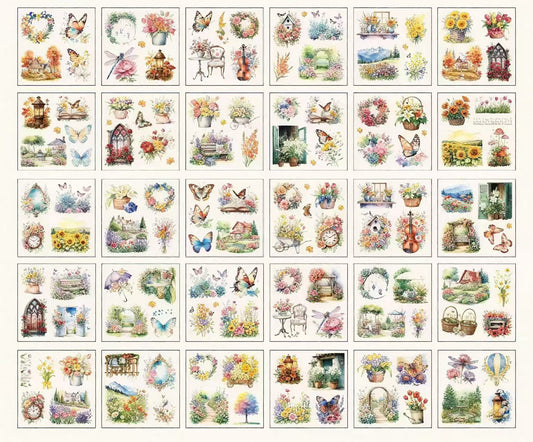 Floral & Butterfly PET Journal Sticker