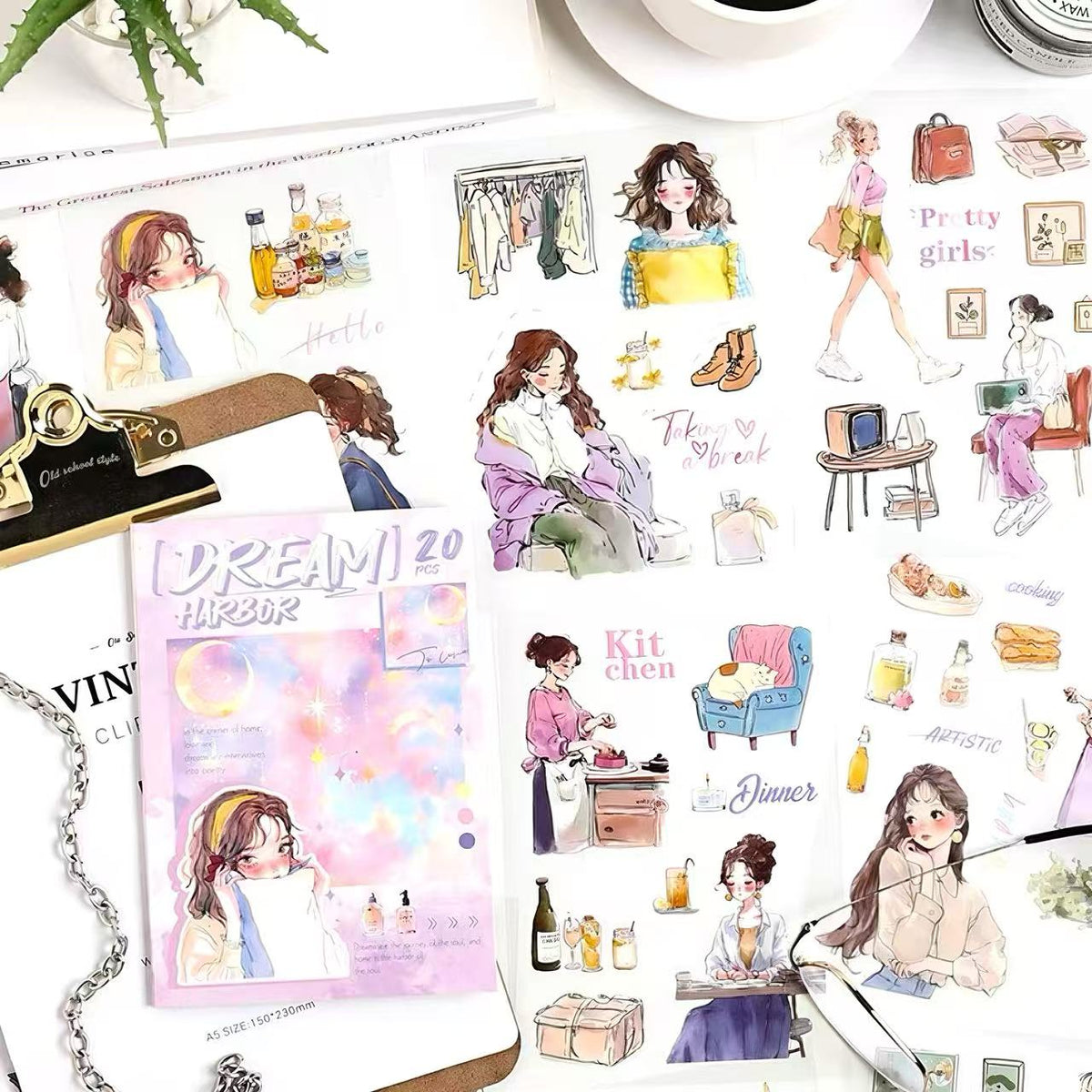 Casual Lifestyle Figure PET Journal Stickers