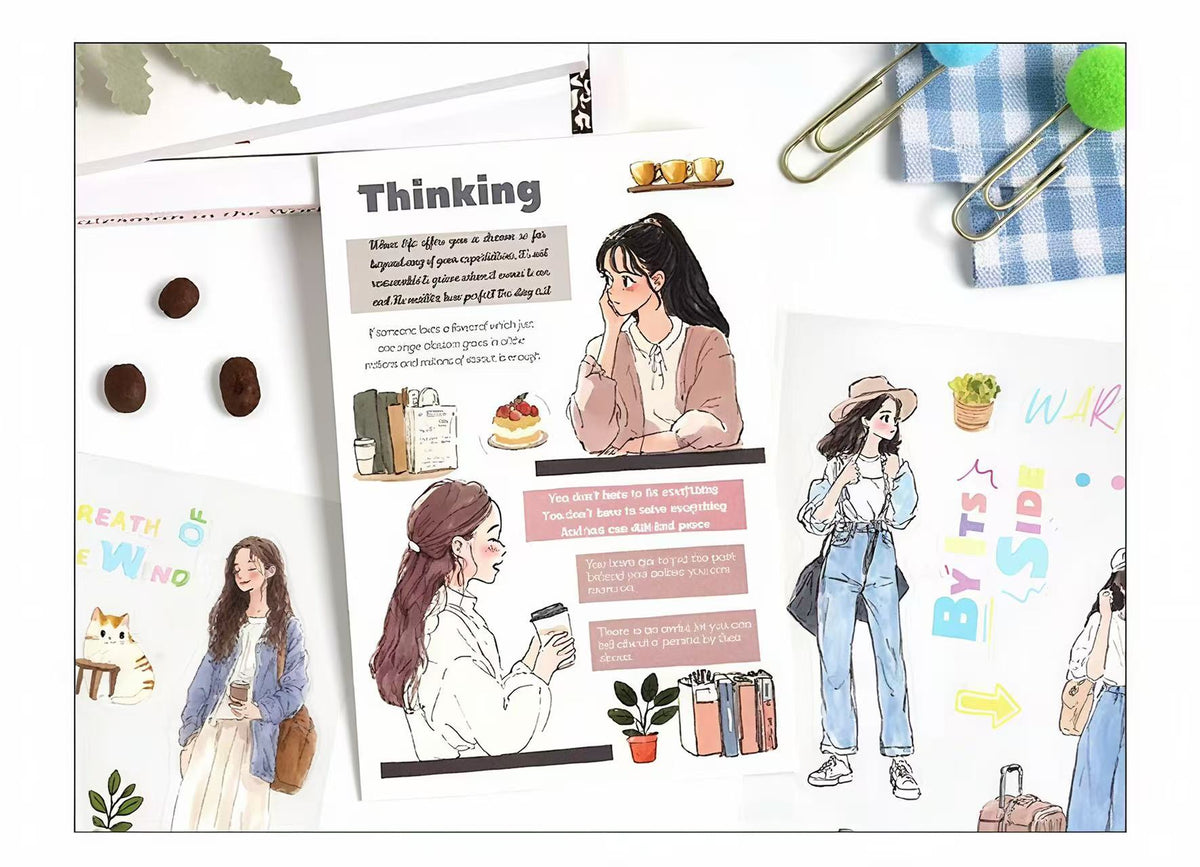 Casual Lifestyle Figure PET Journal Stickers