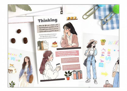 Casual Lifestyle Figure PET Journal Stickers