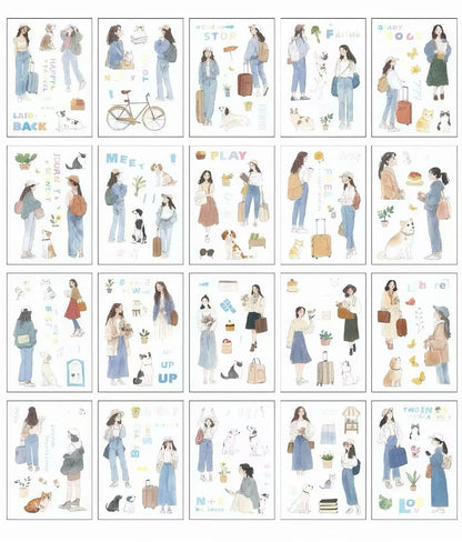 Casual Lifestyle Figure PET Journal Stickers