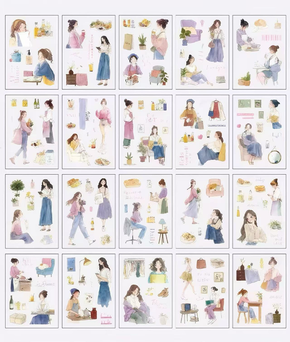 Casual Lifestyle Figure PET Journal Stickers