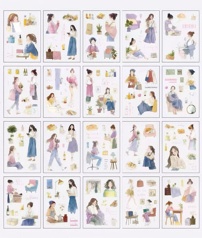 Casual Lifestyle Figure PET Journal Stickers