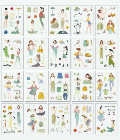 Casual Lifestyle Figure PET Journal Stickers