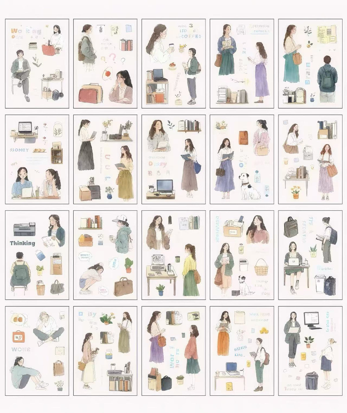 Casual Lifestyle Figure PET Journal Stickers