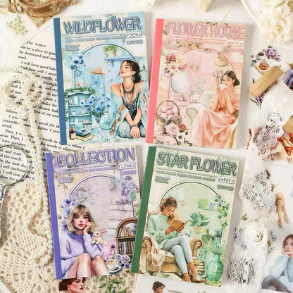 Vintage Relaxing Women Character PET Stickers