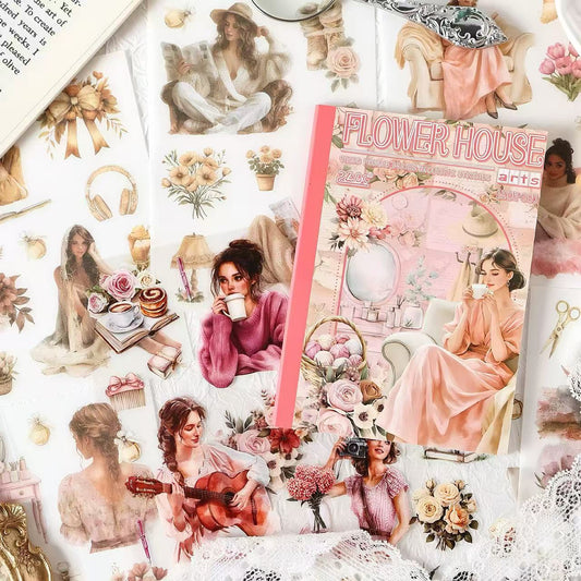 Vintage Relaxing Women Character PET Stickers