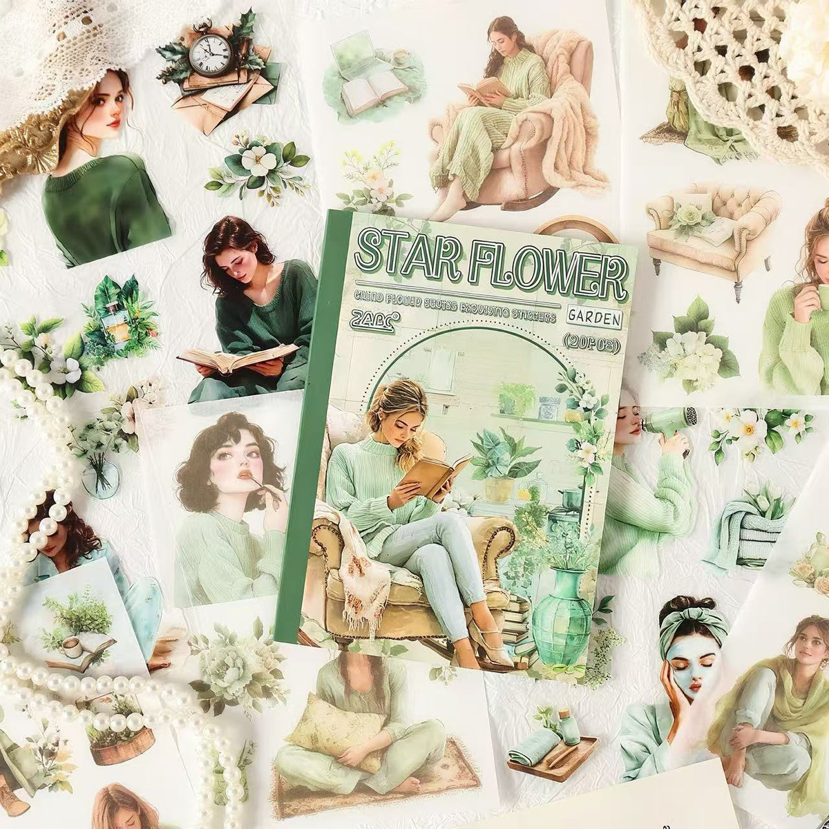 Vintage Relaxing Women Character PET Stickers