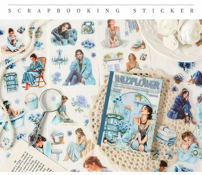 Vintage Relaxing Women Character PET Stickers