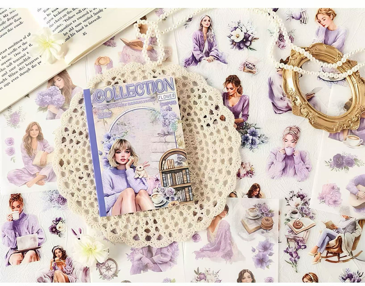 Vintage Relaxing Women Character PET Stickers
