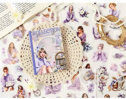 Vintage Relaxing Women Character PET Stickers
