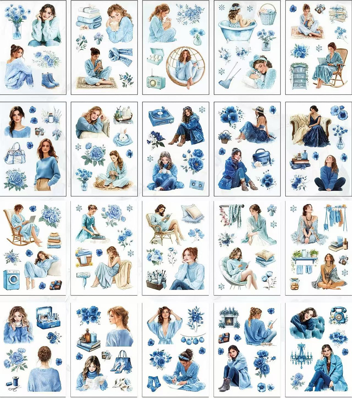 Vintage Relaxing Women Character PET Stickers