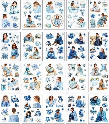 Vintage Relaxing Women Character PET Stickers