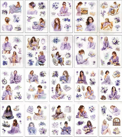 Vintage Relaxing Women Character PET Stickers
