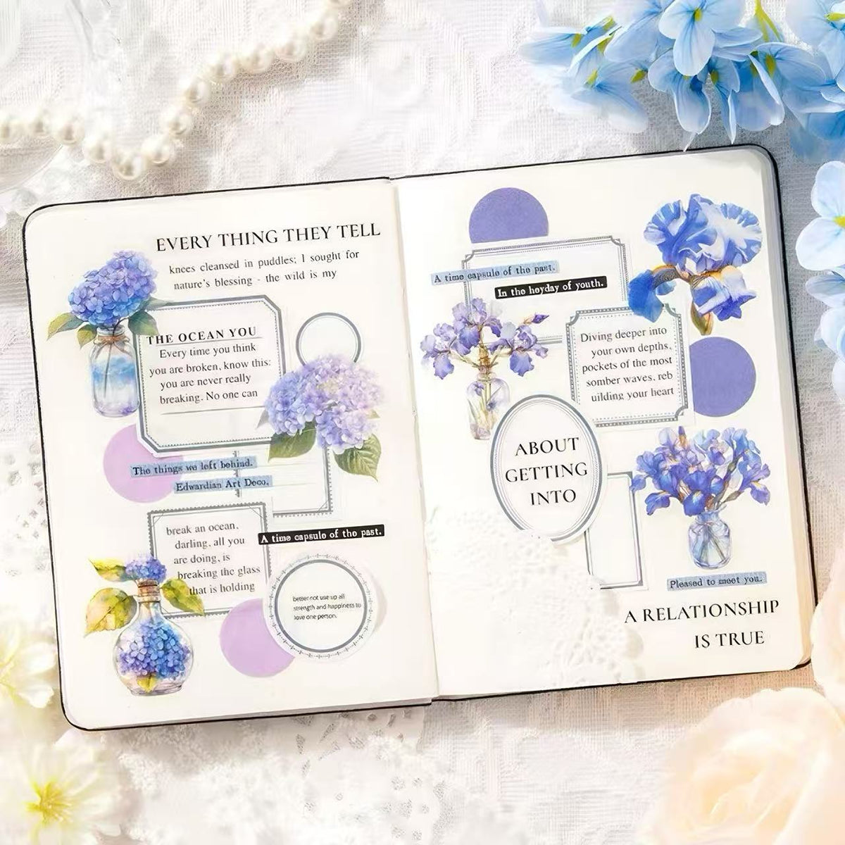 Floral in Glass Bottle PET Journal Sticker