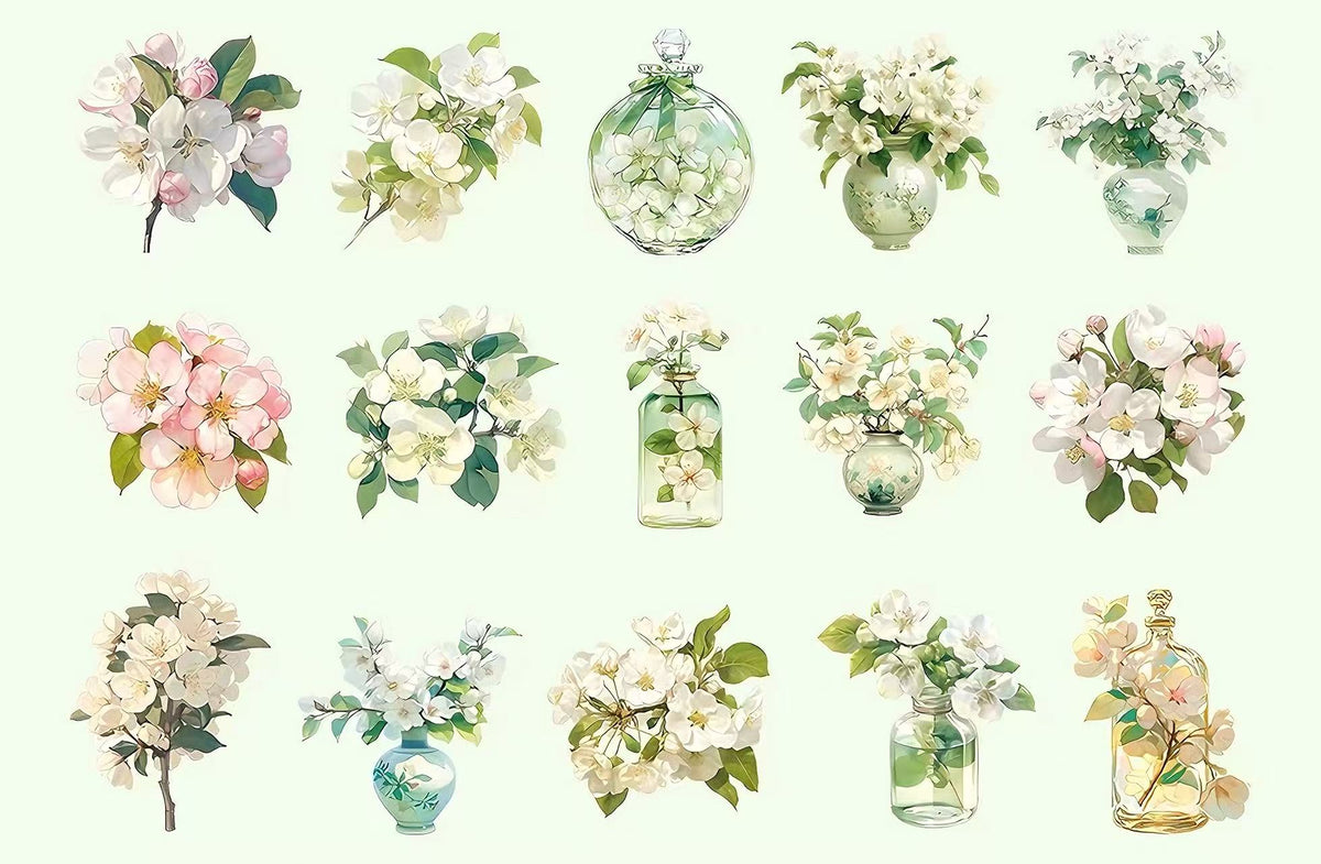 Floral in Glass Bottle PET Journal Sticker