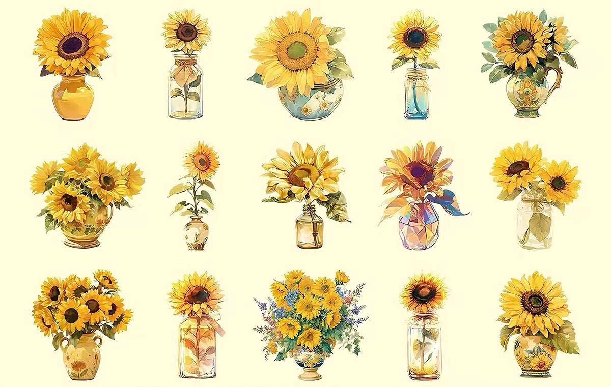 Floral in Glass Bottle PET Journal Sticker