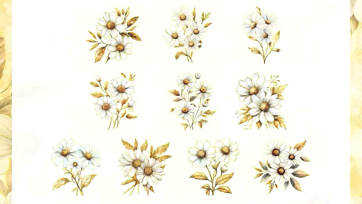 Soft Tone Floral Bouquet PET Sticker