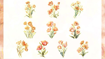 Soft Tone Floral Bouquet PET Sticker