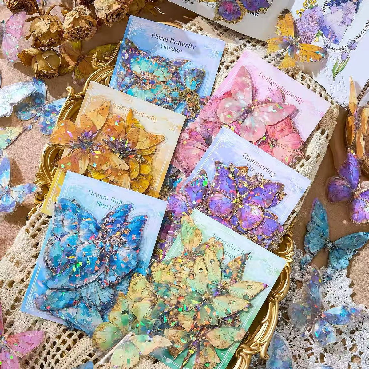Multi-color Gem Butterfly PET Journaling Sticker