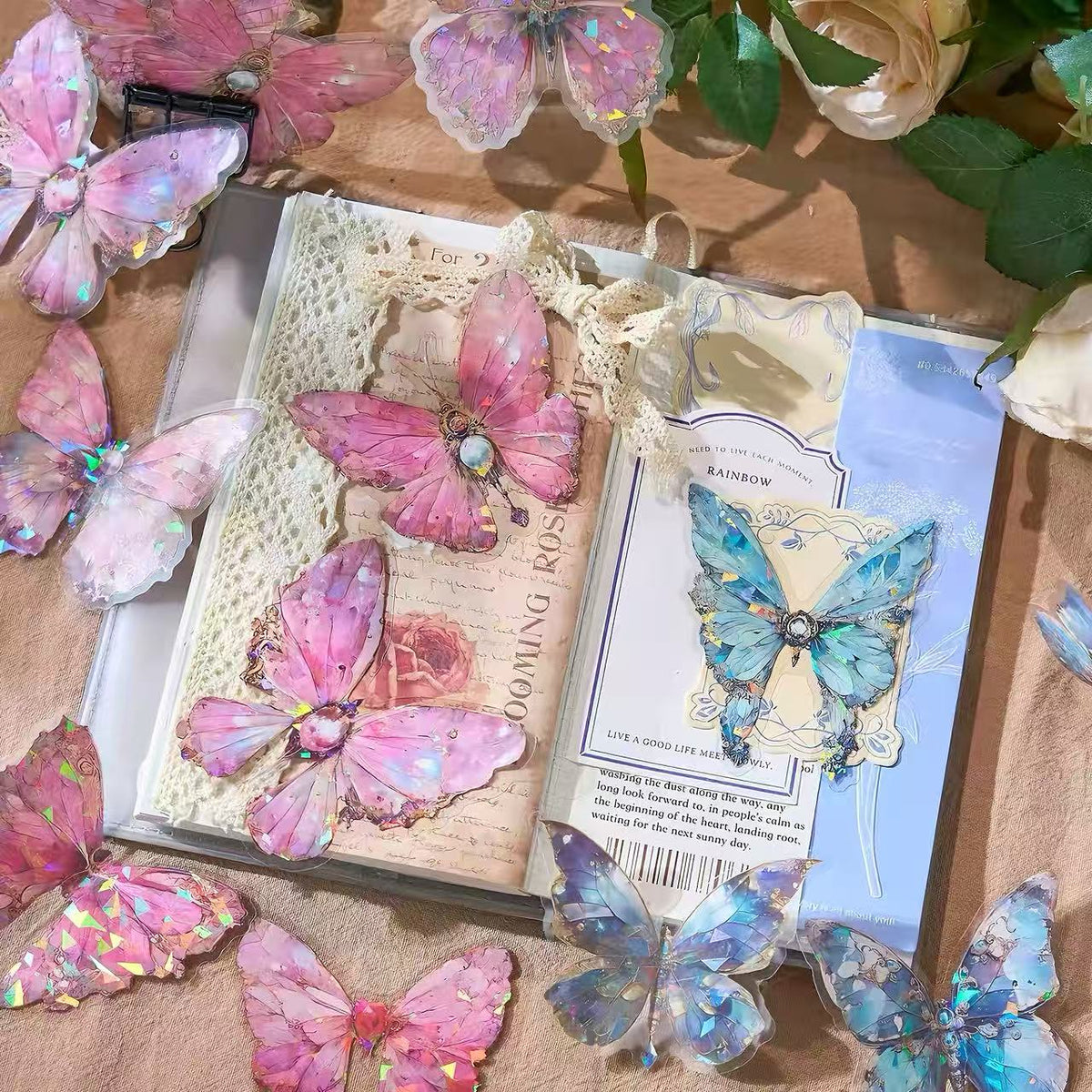 Multi-color Gem Butterfly PET Journaling Sticker