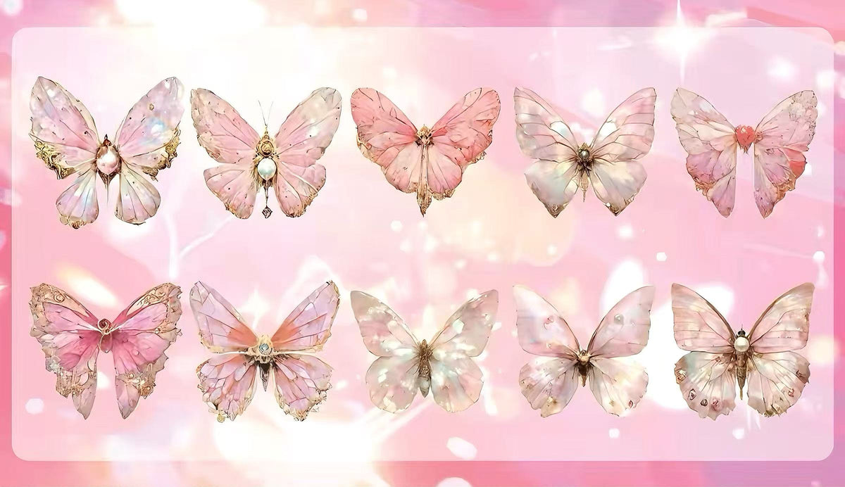 Multi-color Gem Butterfly PET Journaling Sticker