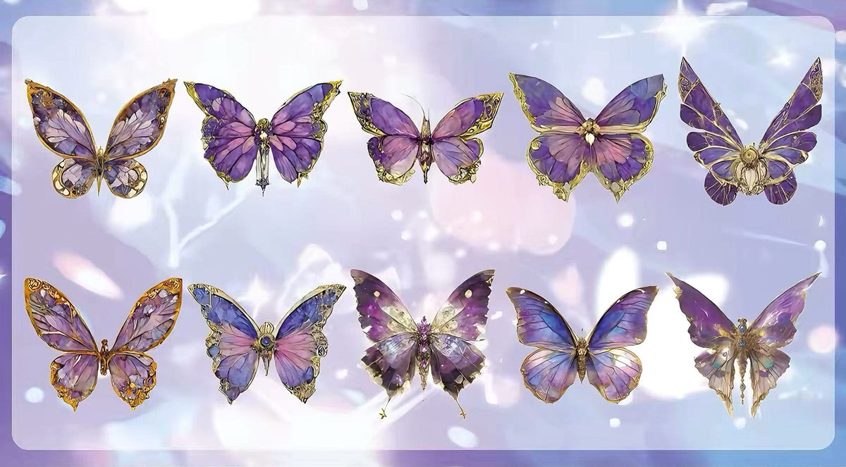 Multi-color Gem Butterfly PET Journaling Sticker
