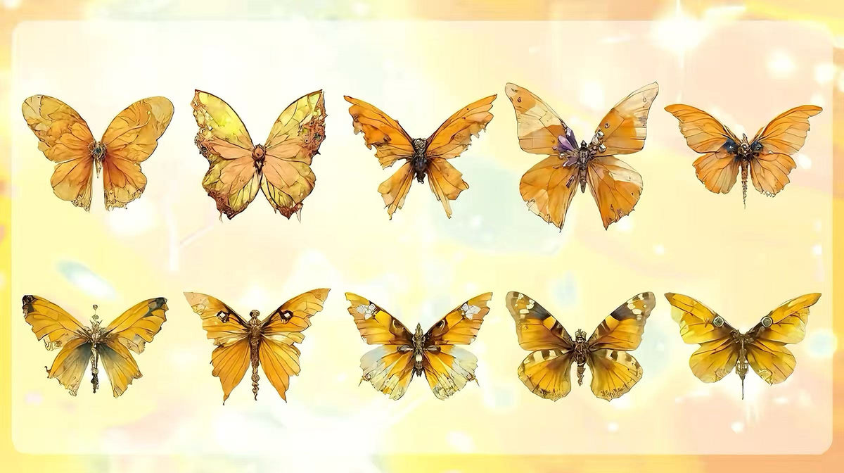 Multi-color Gem Butterfly PET Journaling Sticker