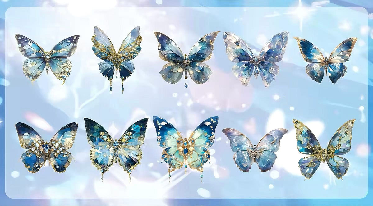 Multi-color Gem Butterfly PET Journaling Sticker
