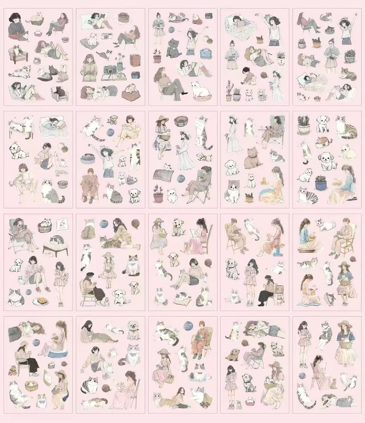 Multi-Scene Girl Ephemera PET Sticker