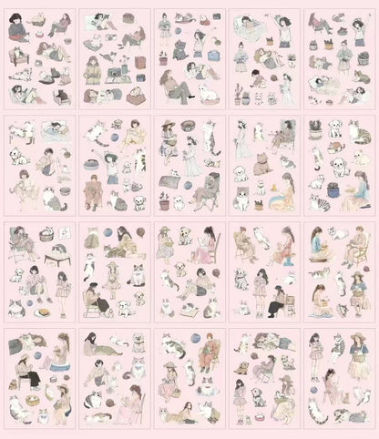 Multi-Scene Girl Ephemera PET Sticker